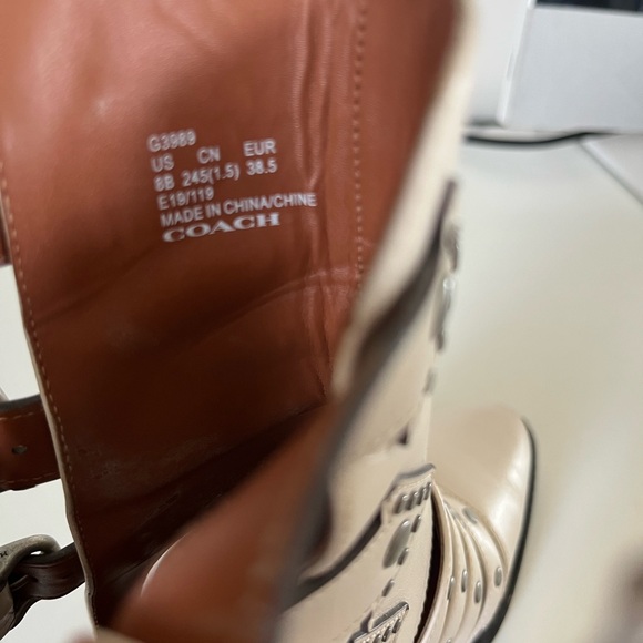 Coach Cream Ankle Boots with Buckle Accents - Picture 5 of 9